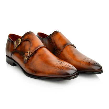 Language Tan Formal Monk Strap Shoes for Men Style 194-941