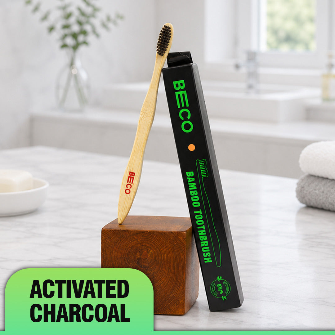 BECO Bamboo Toothbrush with Activated Charcoal Bristles Single image 1
