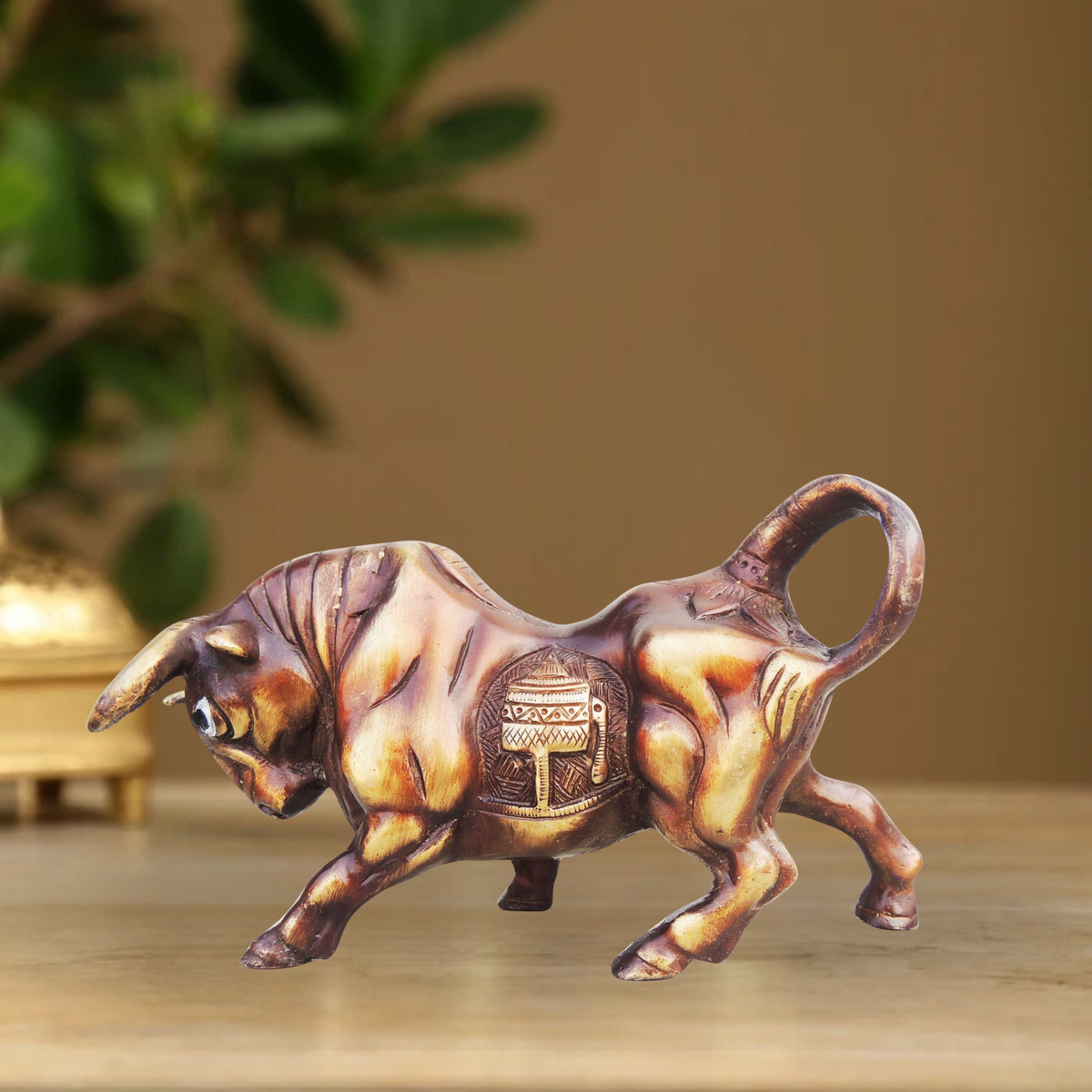 Brass Runnng Bull Statue 1.415Kg - PUSHMYCART