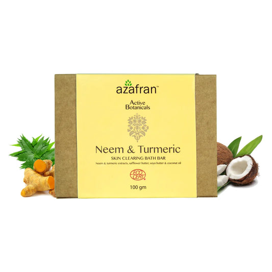 Azafran Active Botanicals Neem & Turmeric Skin Clearing Bath Bar