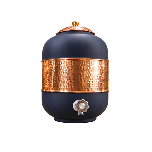 Mahita Collections Copper Finish Water Dispenser 10 Litre Navy Blue front view