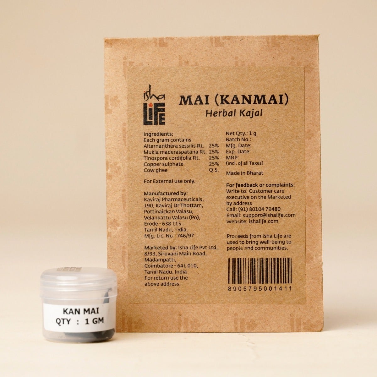 Isha Life Kan Mai (Herbal Kajal) - PUSHMYCART
