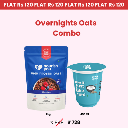 Nourish You OVERNIGHT OATS COMBO- HIGH PROTEIN OATS | PEANUT KURD