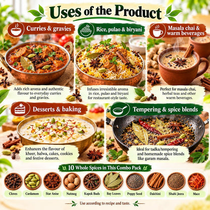 Uses of the whole spices combo pack in cooking