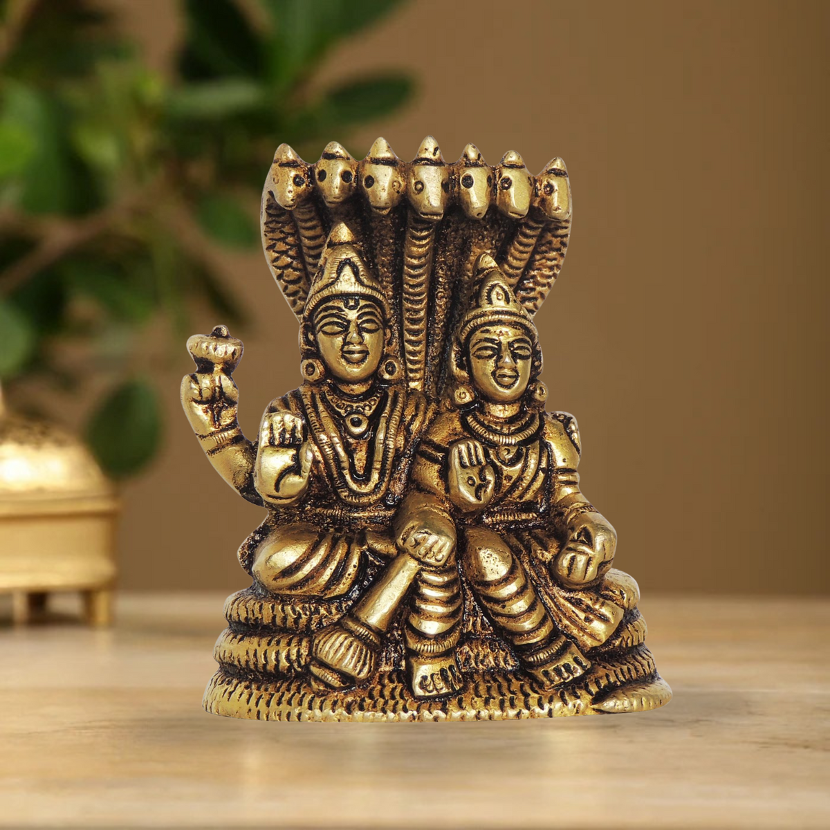 Brass Laxmi Vishnu God Idol Statue 0.5Kg - PUSHMYCART