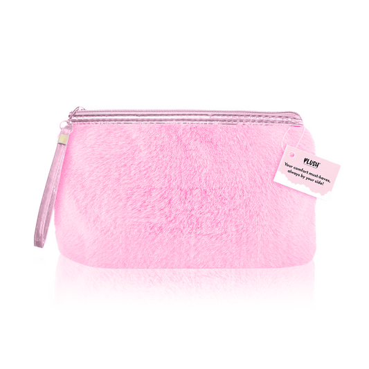 Plush Pink Fur Makeup Pouch