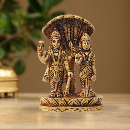 Brass Vishnu Laxmi Ji God Idol Statue 0.42Kg - PUSHMYCART