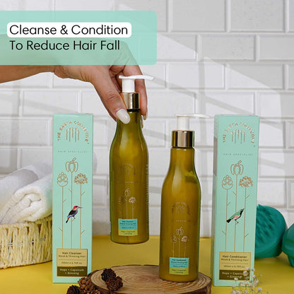 Theearthcollective.in Weak & Thinning Hair Cleanser and Conditioner combo pack, 400ml, for reduced hair fall and volume.