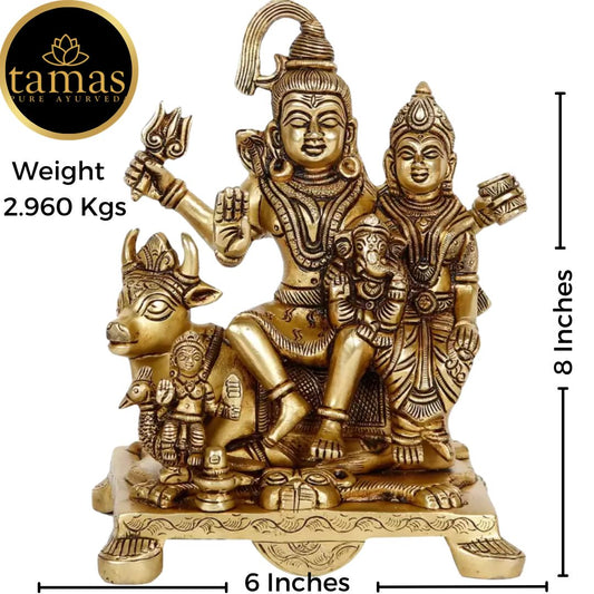 Tamas Brass Shiv Parivar With Nandi Statue(Golden) - PUSHMYCART