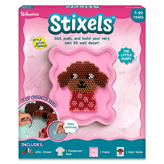 Skillmatics Stixels Puppy Wall Decor DIY 3D Pixel Art Kit Ages 7 and Up