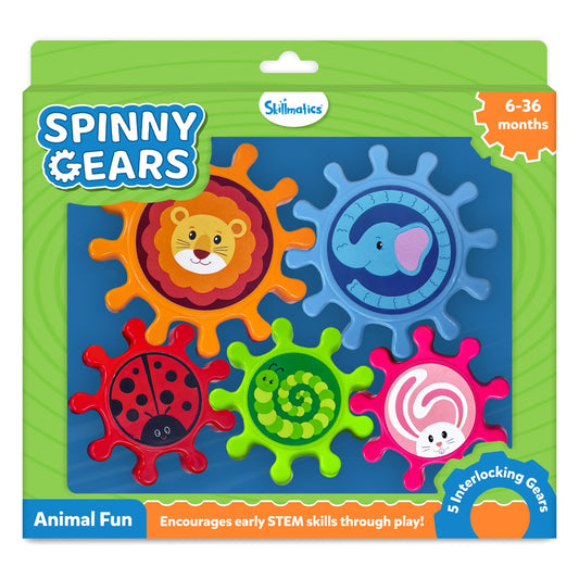 Skillmatics Spinny Gears Animal Fun 5 Interlocking Gears 6 to 36 Months