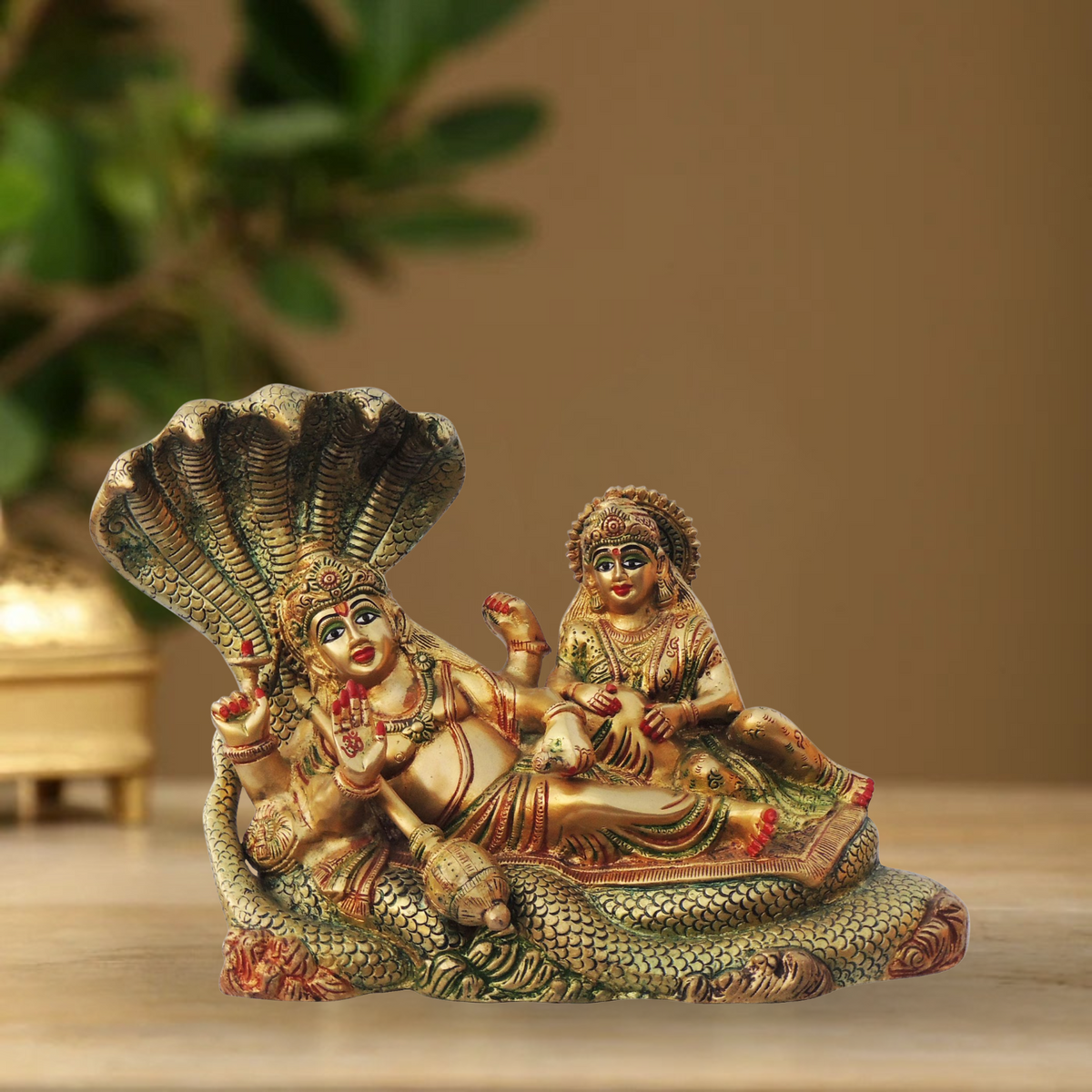 Brass Vishnu Laxmi With Shesnag Statue 8.3Kg - PUSHMYCART