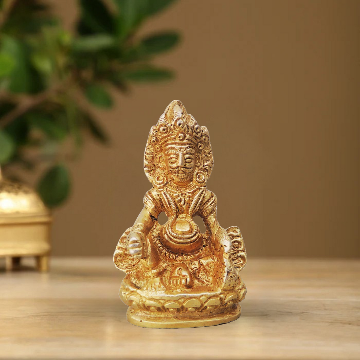 Brass Kuber Ji God Idol Statue 0.375Kg - PUSHMYCART