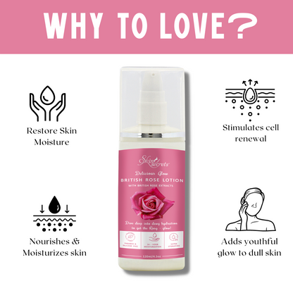 Skin Secrets British Rose Lotion for Nourished & Non-Sticky Glowy Skin