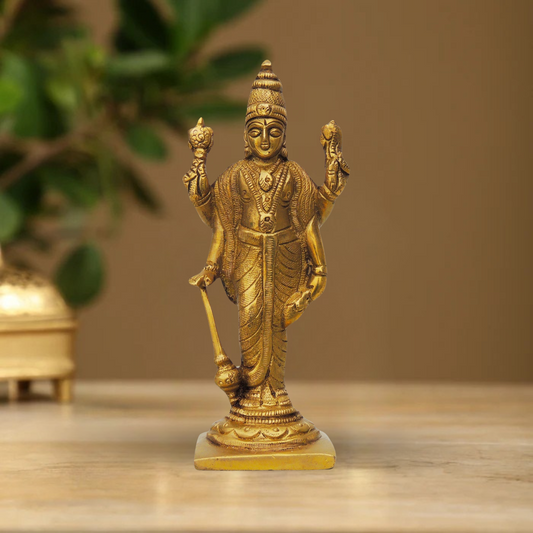 Brass Standing Vishnu Ji Statue 0.63Kg - PUSHMYCART