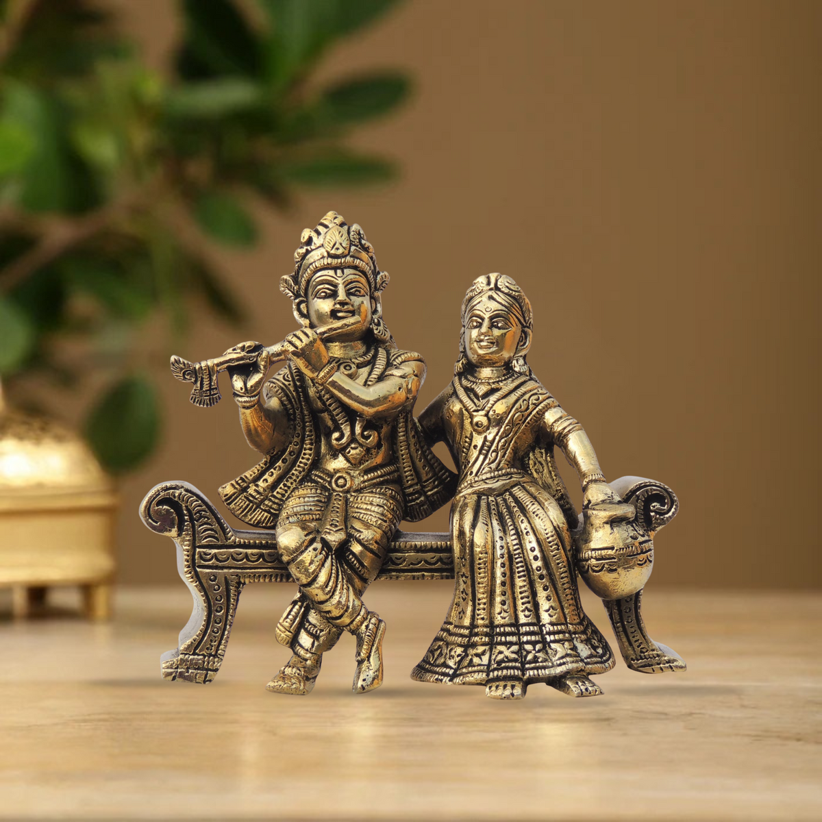 Brass Radha Krishna God Idol Statue 1.4Kg - PUSHMYCART