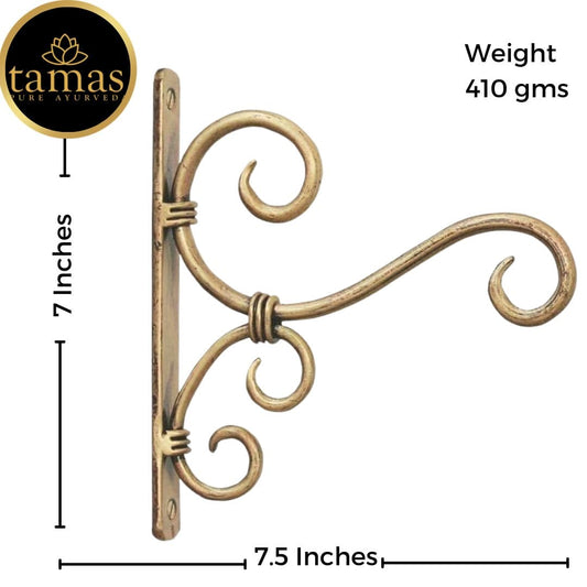 Tamas Brass Wall Mount Bird Feeder & Houses Planters Lanterns Wind Chimes Hanging Baskets (Golden Brown) - PUSHMYCART
