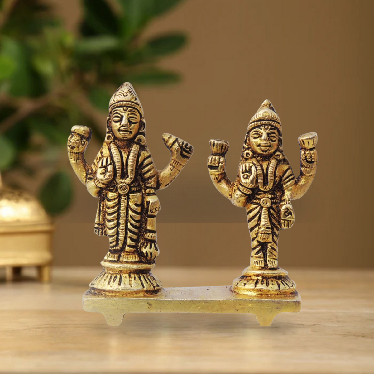 Brass Vishnu Laxmi Ji Statue 0.15Kg - PUSHMYCART
