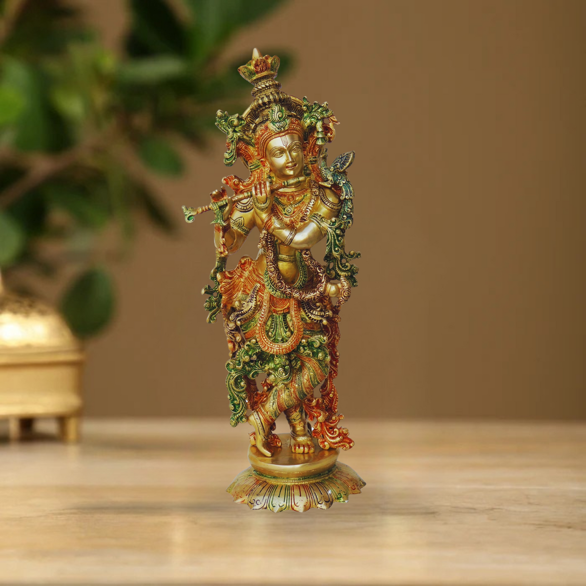 Brass Krishna Statue 14.2Kg - PUSHMYCART