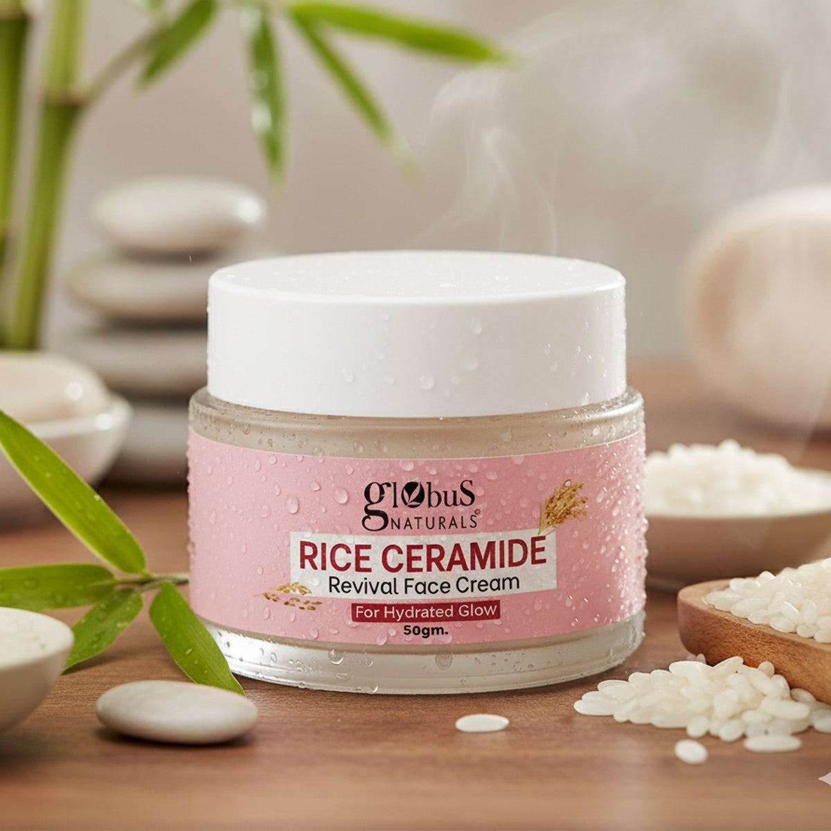 Globus Naturals Rice Ceramide Revival Face Cream For Korean Glass Skin 