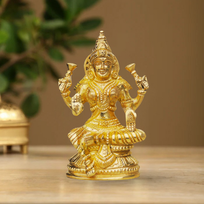 Brass Laxmi Ji Statue 0.75Kg - PUSHMYCART