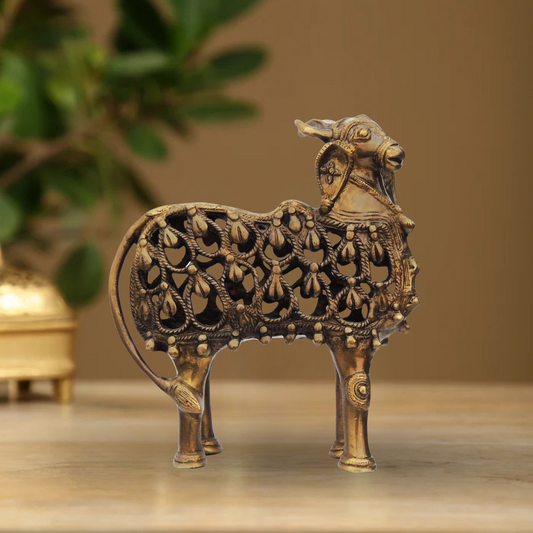 Brass Nandi Jali Statue 2.22Kg - PUSHMYCART