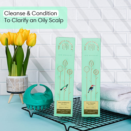 The Earth Collective Oily Scalp Hair Cleanser & Conditioner Pack 400ml for balanced, purified hair.