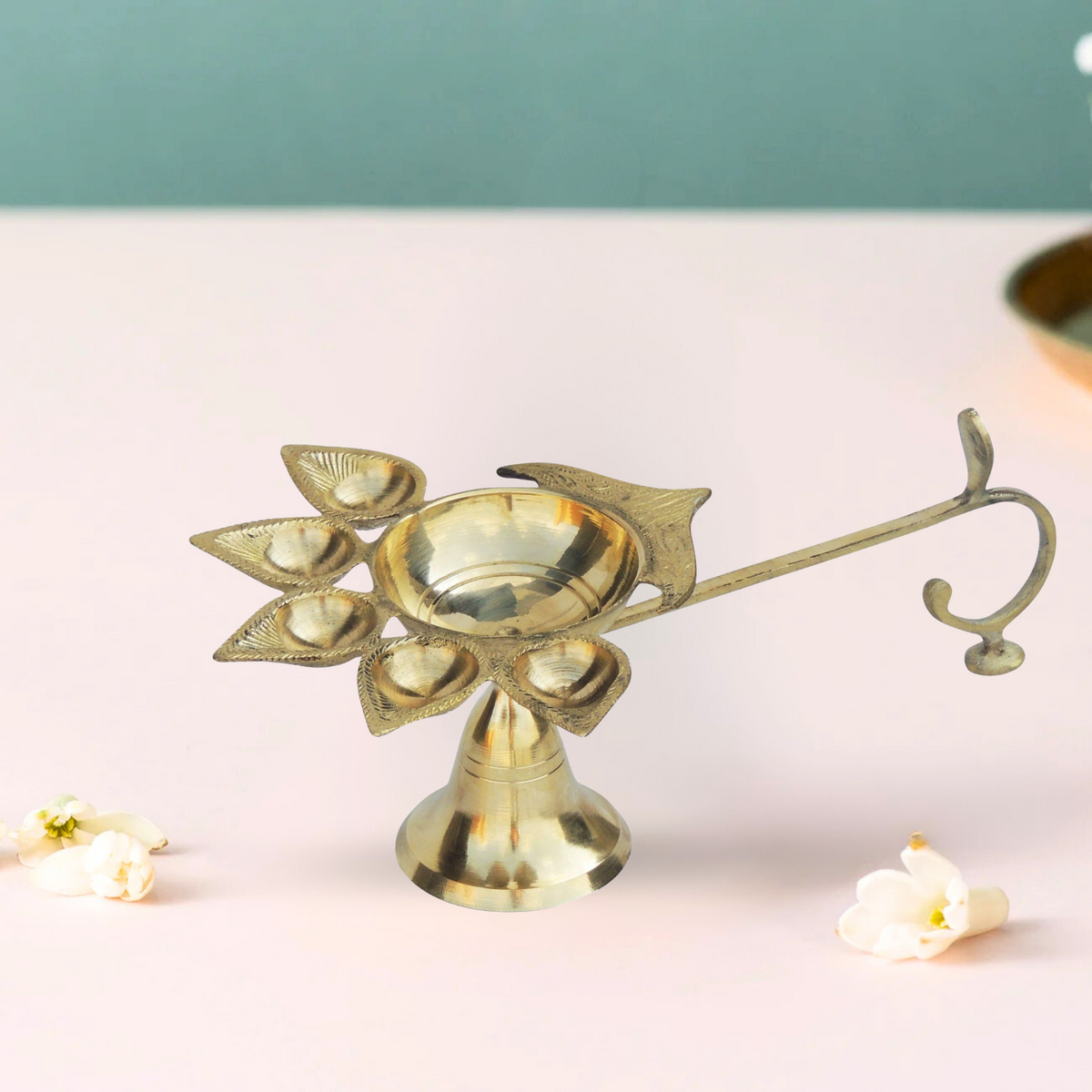 Brass Table Oil Lamp Deep Jyoti 0.4Kg - PUSHMYCART