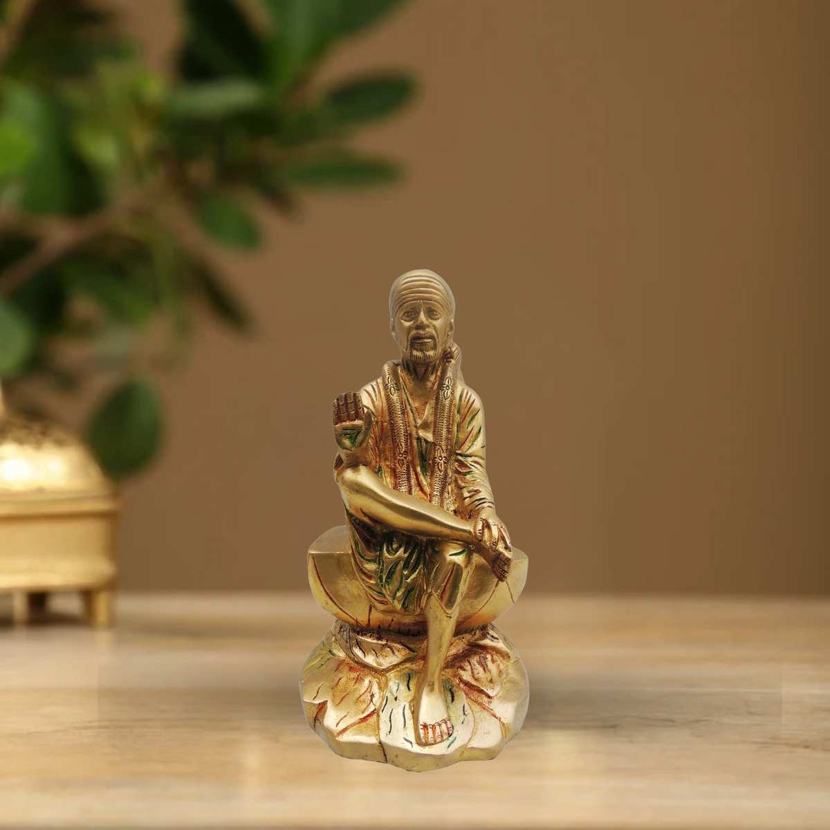 Brass Sai Baba Statue 2.14Kg - PUSHMYCART