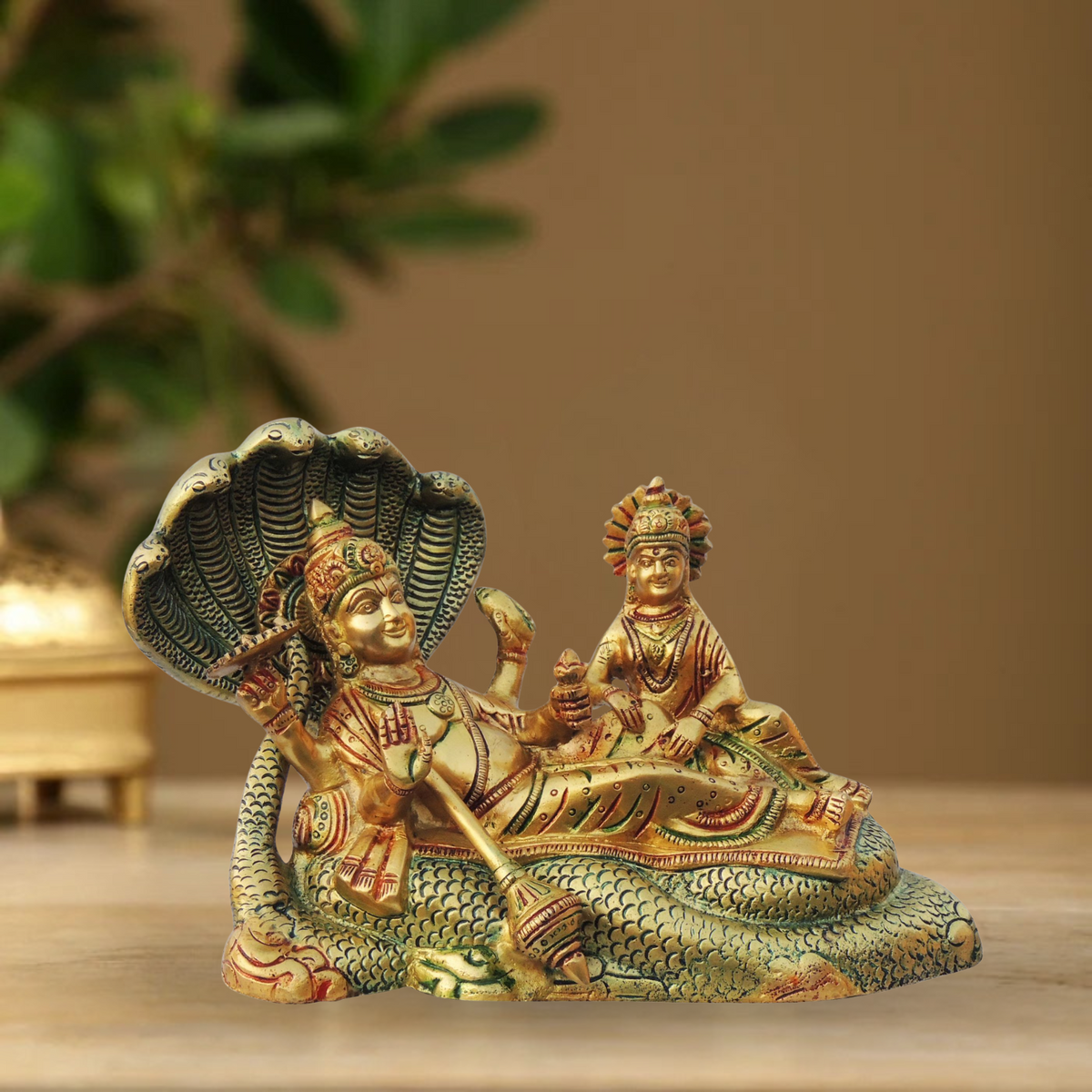 Brass Vishnu Laxmi With Shesnag Statue 4.2Kg - PUSHMYCART
