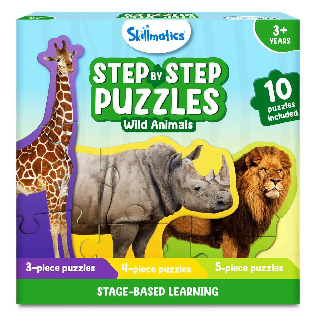 Skillmatics Step By Step Puzzle Wild Animals Ages 3 and Up