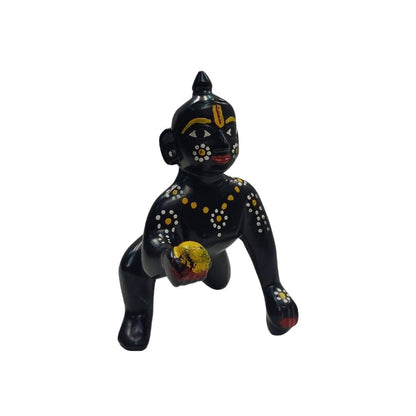 Tamas Brass Black Laddu Gopal - Thakur Ji Statue/Idol (Golden) (4.5 Inches)