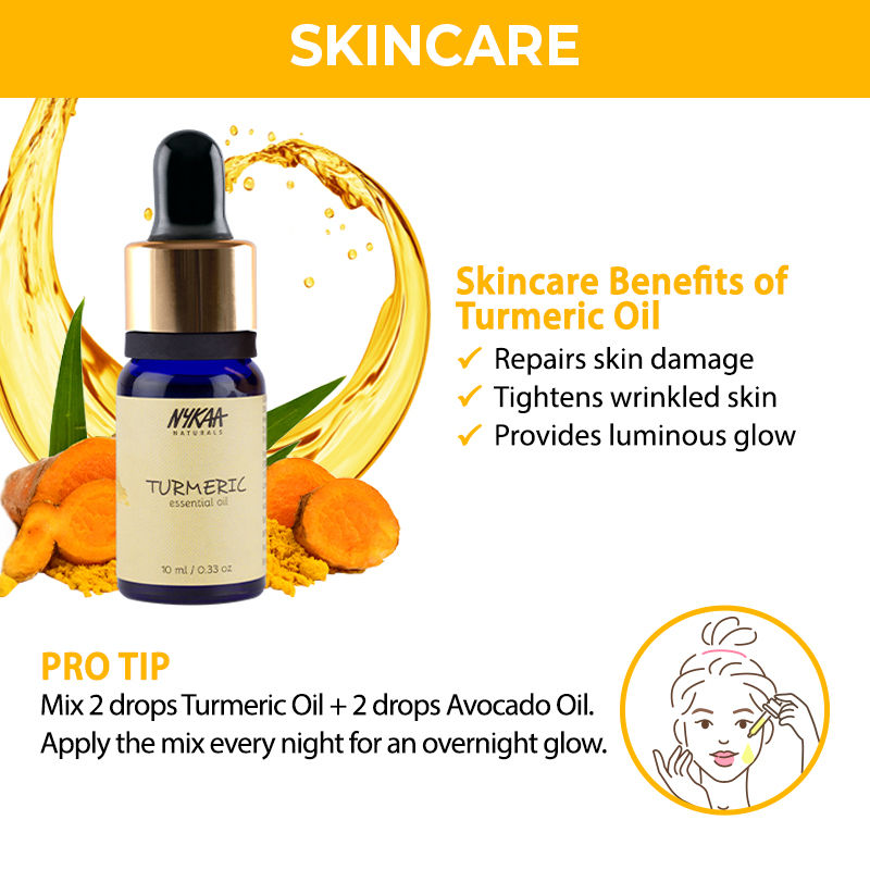 Nykaa Naturals Turmeric Essential Oil for Glowing Skin & Scalp Exfoliation - PUSHMYCART