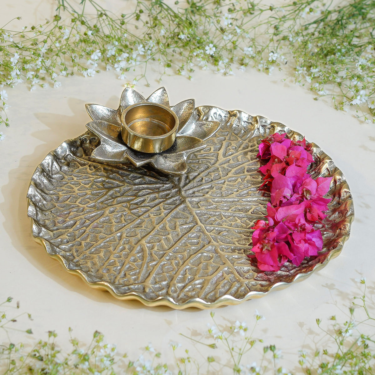 Lotus Leaf Metal Thali