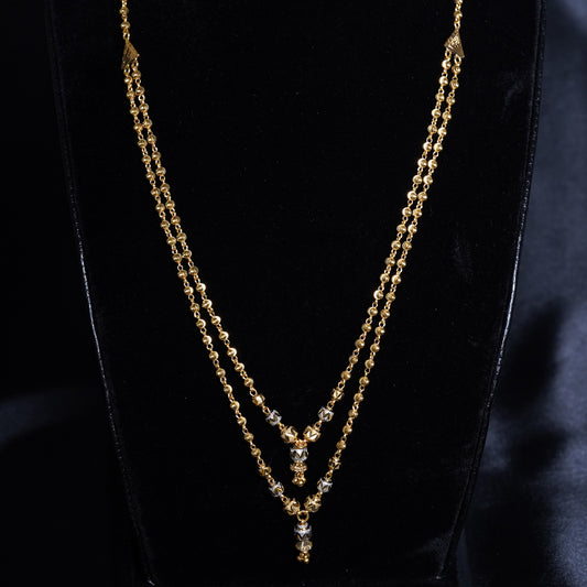 Pure Gold Two Steps Plain Chian With Floral Design 16.72g