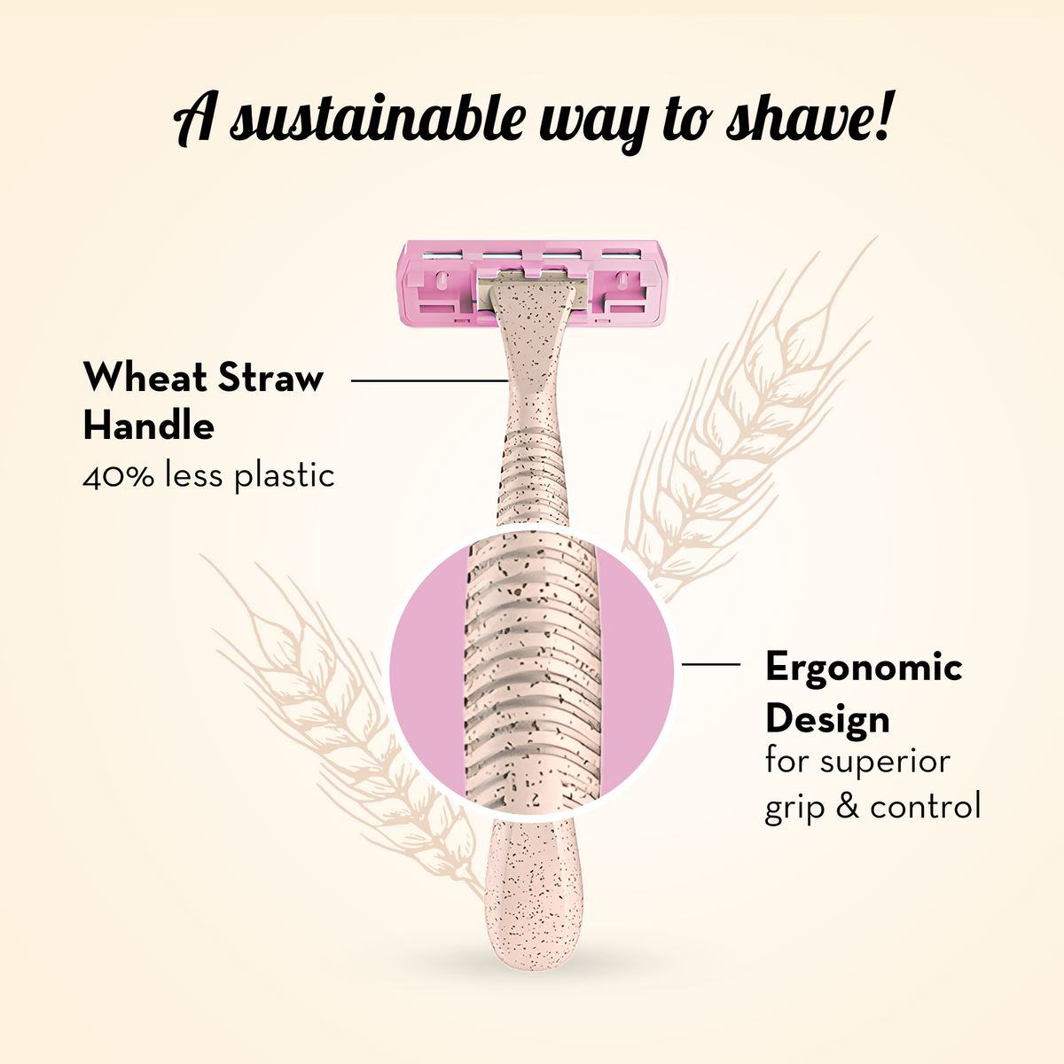 Plush Eco Body Razor with Wheat Straw Handle