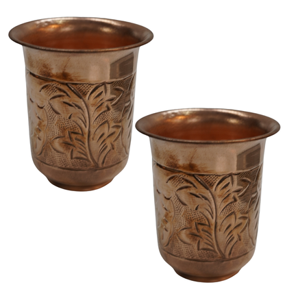 Brass Embossed Glass Tumbler Set of 2 76g Pack of 2