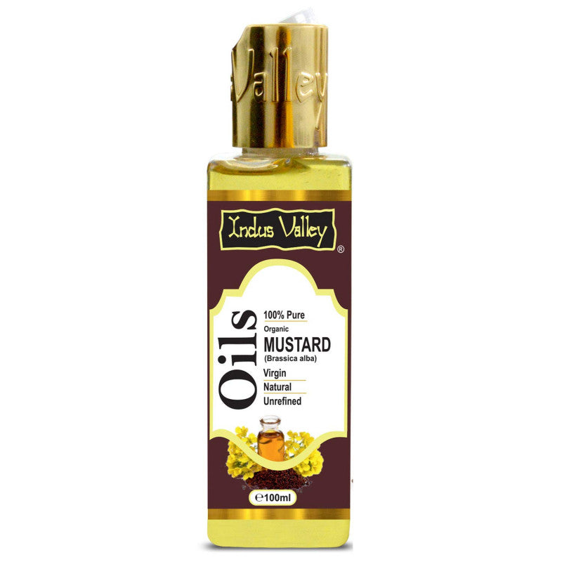Indus Valley Mustard Oil - 100% Natural Unrefined Organic Carrier Cold Pressed For Skin| Body And Hair Care Carrier Oil 