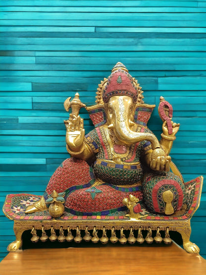 Tamas Brass Sofa Ganesha Statue (19 Inches)