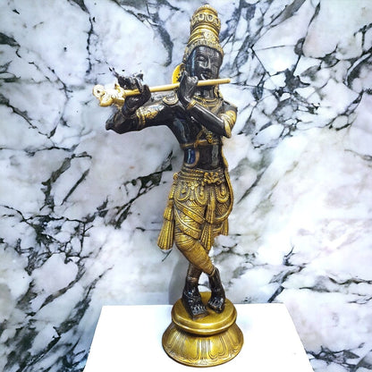 Tamas Brass Black Krishna Statue - PUSHMYCART