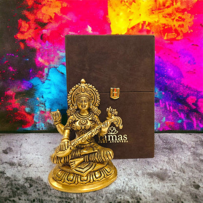 Tamas Brass Saraswati Statue | Free Luxury Gift box - PUSHMYCART