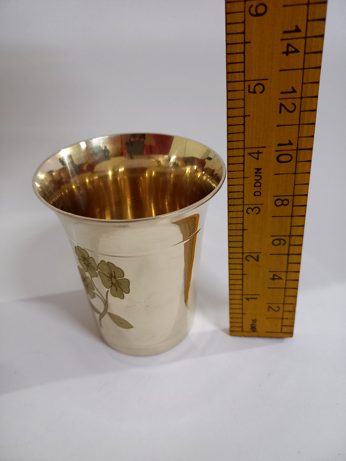 Flower Design Brass Glasses 190g(Pack of 6) - PUSHMYCART