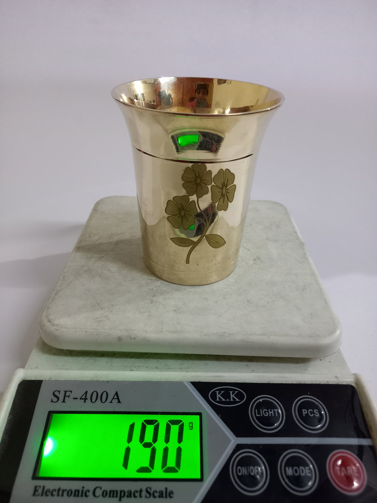 Flower Design Brass Glasses 190g(Pack of 6) - PUSHMYCART