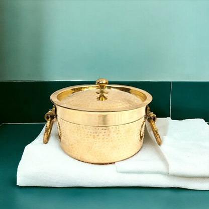 Tamas Brass Bhagona set with lid and side handles - PUSHMYCART