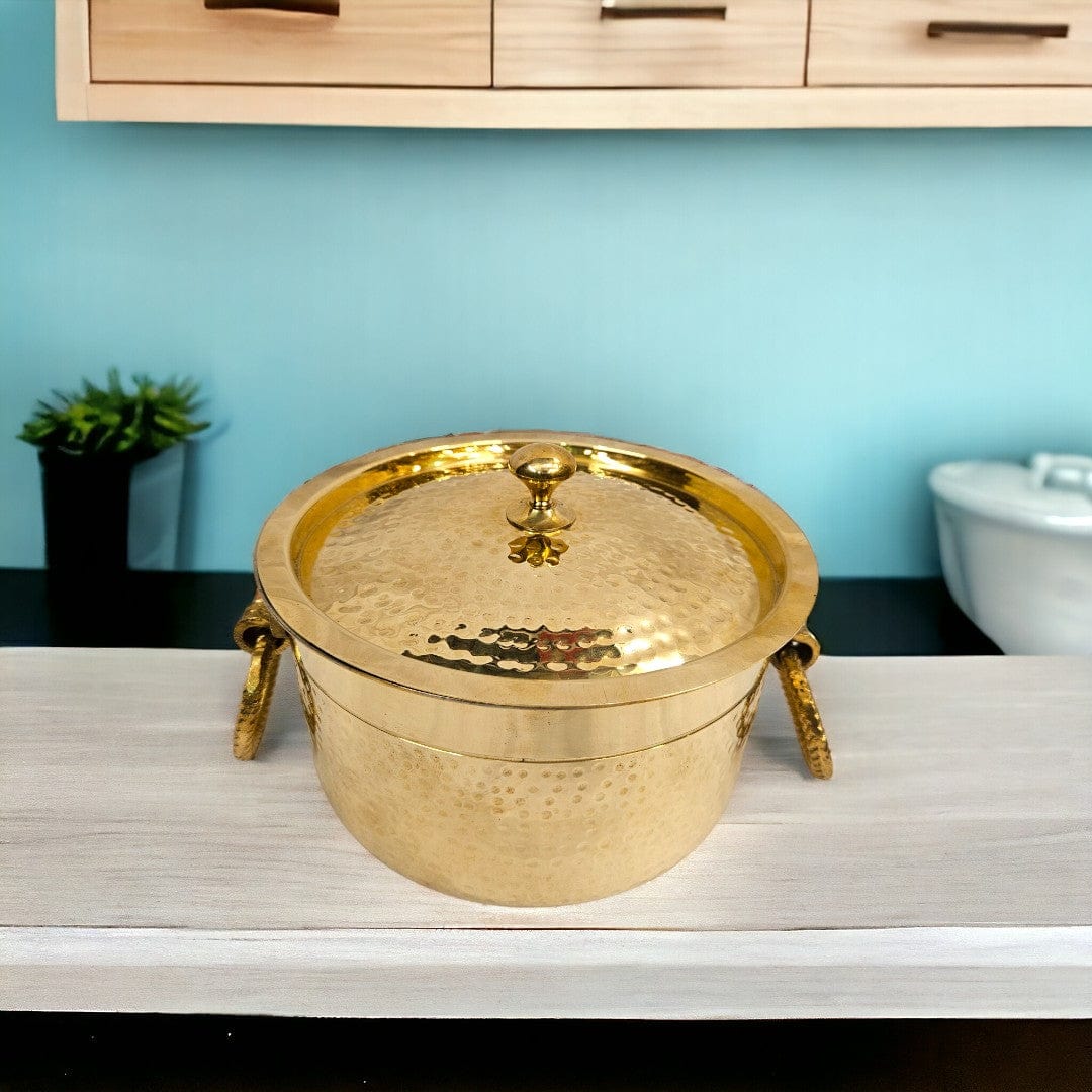 Tamas Brass Bhagona set with lid and side handles - PUSHMYCART