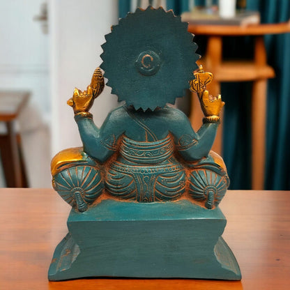 Tamas Brass Ganesha raja |Turquoise blue - PUSHMYCART