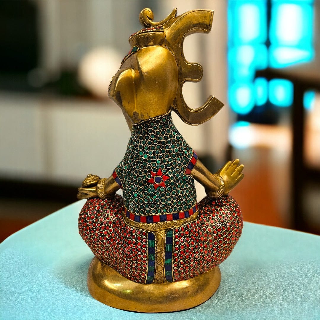 Modern Stoned work Lord Ganesh/Ganapati Tamas Brass Statue/Idol - PUSHMYCART