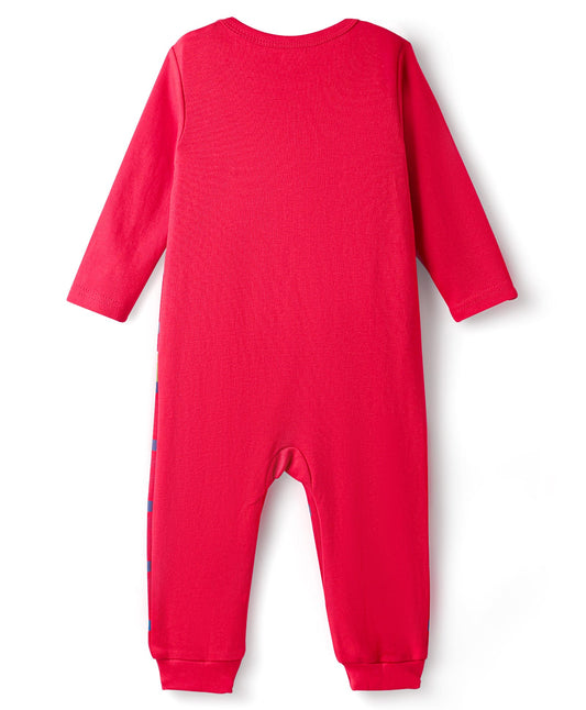 FirstCry Babyhug 100 Percent Cotton Interlock Knit Full Sleeves Romper with Croco Print Red