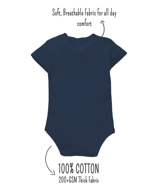 Zeezeezoo My First Diwali With Mummy and Daddy Colourful Text Half Sleeves Onesie Navy Blue