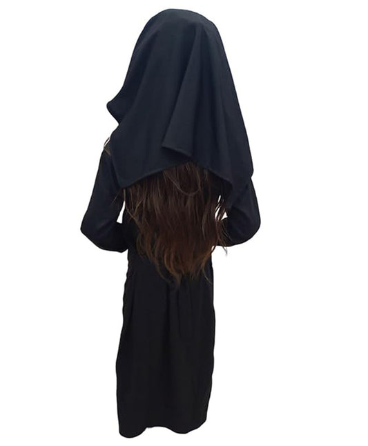 BookMyCostume Halloween Theme Full Sleeves Nun Costume With Cross Black and White